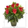 Mixed Anthurium Artificial Plant in Green Planter