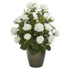 Garden Rose Artificial Plant in Green Planter