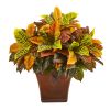 Garden Croton Plant in Brown Planter (Real Touch)