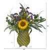 Sunflower Eucalyptus and Berries Plant in Metal Planter