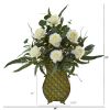 Rose and Eucalyptus Artificial Plant in Metal Planter