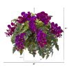 Orchid and Holly Fern Plant in Hanging Bowl