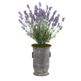 Lavender Artificial Plant in Decorative Metal Planter