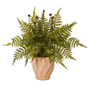 Fern Artificial Plant in Orange Planter