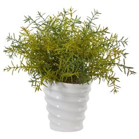 Rosemary Artificial Plant in Decorative Swirl Planter