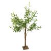 6FT 300Pcs LED Beads Lighted Olive Tree Artificial Greenery Tree with Warm White Light Lifelike Decorative Faux Tree 8 Lighting Modes 10 Adjustable Br