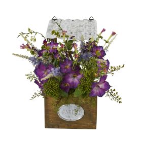 Morning Glory Artificial Plant in Tin Roof Planter