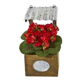 Violet Artificial Plant in Tin Roof Planter