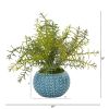 Rosemary Artificial Plant in Blue Planter