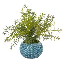 Rosemary Artificial Plant in Blue Planter