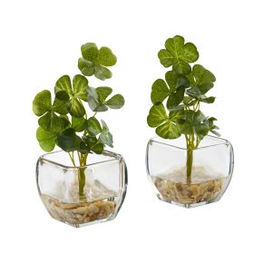 Clover Artificial Plant in Glass Planter (Set of 2)