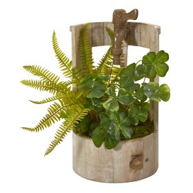 Clover and Fern Artificial Plant in Faucet Planter
