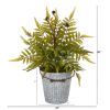 Fern Artificial Plant in Vintage Metal Bucket
