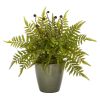 Fern Artificial Plant in Olive Green Planter