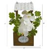 Phalaenopsis Orchid Artificial Plant in Tin Roof Planter