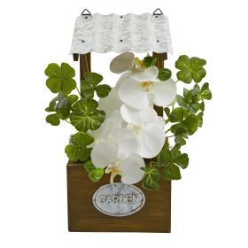 Phalaenopsis Orchid Artificial Plant in Tin Roof Planter