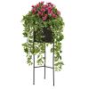 Azalea Wandering Jew Plant in Stand Black Planter