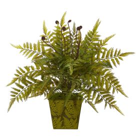 Fern Artificial Plant in Green Planter