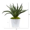 Aloe Artificial Plant in White and Tin Embossed Planter