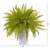 Fern Artificial Plant in Embossed White Planter