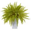 Fern Artificial Plant in Embossed White Planter