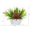 Succulent and Grass Plant in White Tin Planter