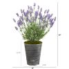 Lavender Artificial Plant in Black Embossed Tin Planter