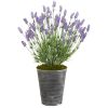Lavender Artificial Plant in Black Embossed Tin Planter