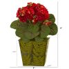 Violet Artificial Plant in Green Planter