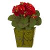 Violet Artificial Plant in Green Planter