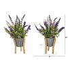 Lavender Plant in Tin Planter with Legs (Set of 2)