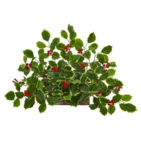 Variegated Holly with Berries Ledge Plant (Real Touch)