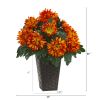 Spider Mum Artificial Plant in Black Tin Planter