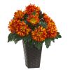 Spider Mum Artificial Plant in Black Tin Planter
