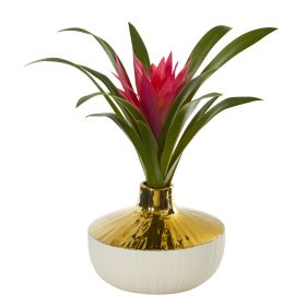 Ginger Artificial Plant in Gold and Cream Elegant Vase