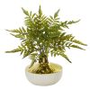 Fern Artificial Plant in Gold and Cream Elegant Vase