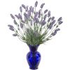 Lavender Artificial Plant in Blue Vase