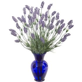 Lavender Artificial Plant in Blue Vase
