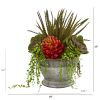 Mixed Succulent Artificial Plant in Vintage Metal Bowl