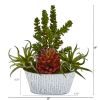 Mixed Succulent Artificial Plant in Tin White Planter