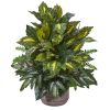 Mixed Greens Artificial Plant in Stoneware Planter
