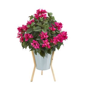 Bougainvillea Plant in Green Planter with Legs
