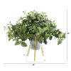 Dusty Miller Artificial Plant in Green Planter with Legs