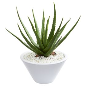 Aloe Artificial Plant in White Bowl