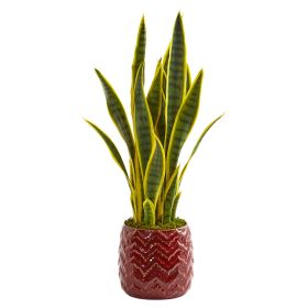 Sansevieria Artificial Plant in Red Planter