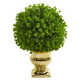 Boxwood Artificial Ball in Gold Urn