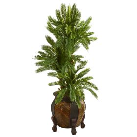 Triple Cycas Artificial Plant in Decorative Planter