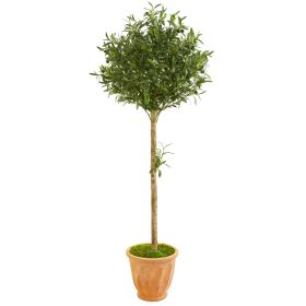 Olive Topiary Artificial Tree in Terra Cotta Planter