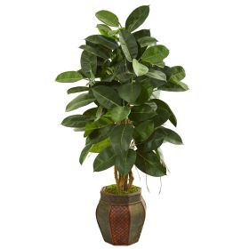 Rubber Leaf Artificial Tree in Decorative Planter