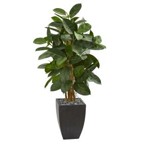 Artificial Rubber Tree in Black Planter